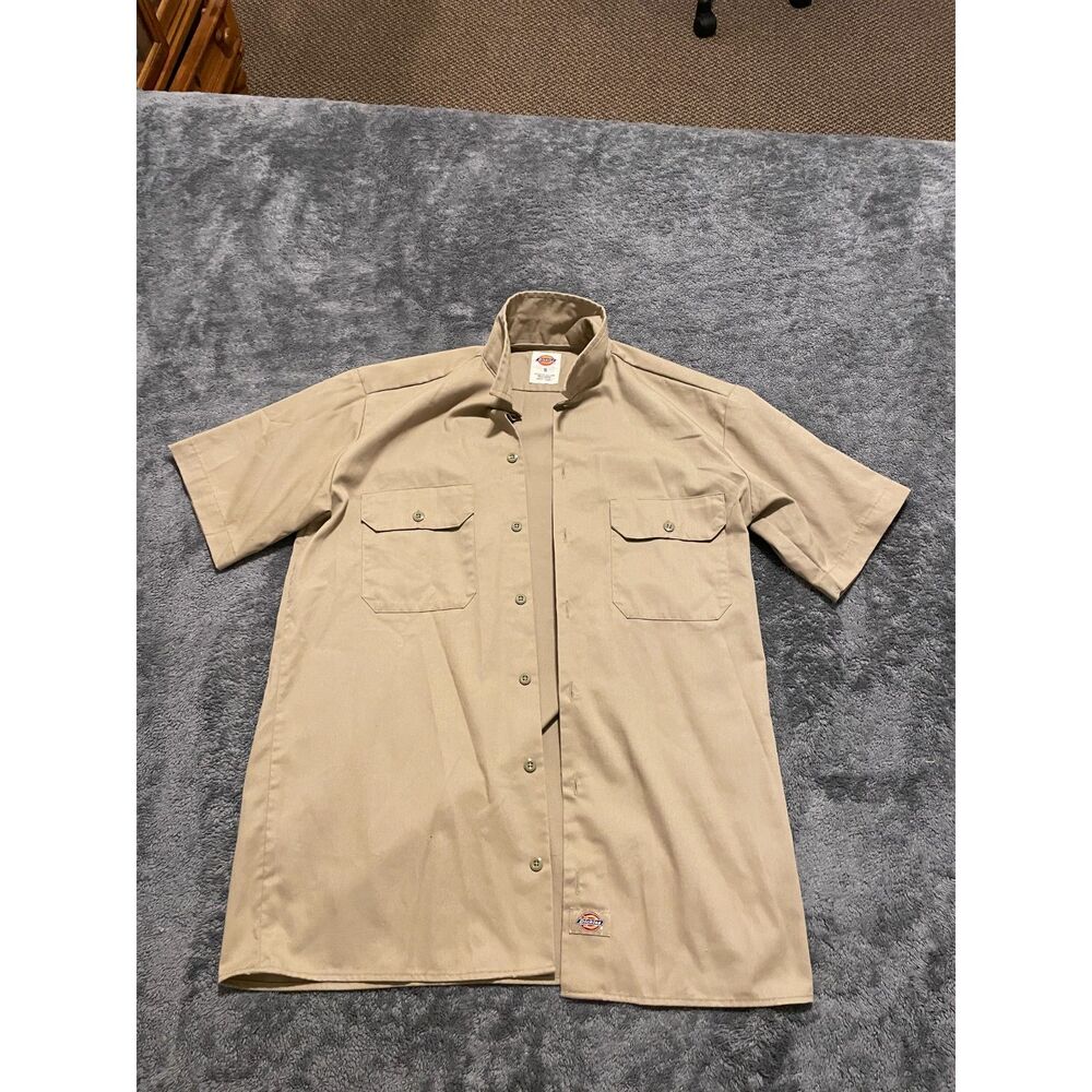 🧥 Dickies Beige Button-Up Collared Work Shirt – Y2K – Size S